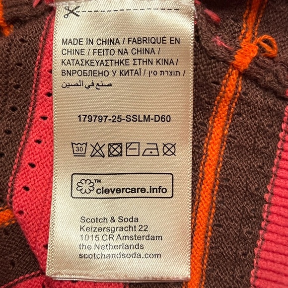 Scotch & Soda Pink & Brown Striped Crew Neck Sweater Womens S - Picture 8 of 10